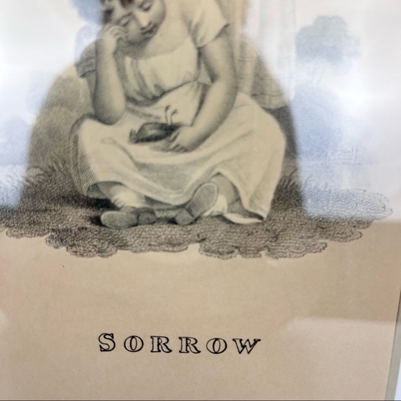 Antique “Sorrow” 2 girls etching print-framed and matted. - Picture 4 of 10